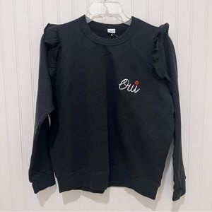 Clare V Black Oui S Ruffle Sweatshirt Excellent Condition.